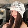 Cute Crochet Flower Hat Handmade Flower Knitted Hat Casual Weave Cap  Outdoor