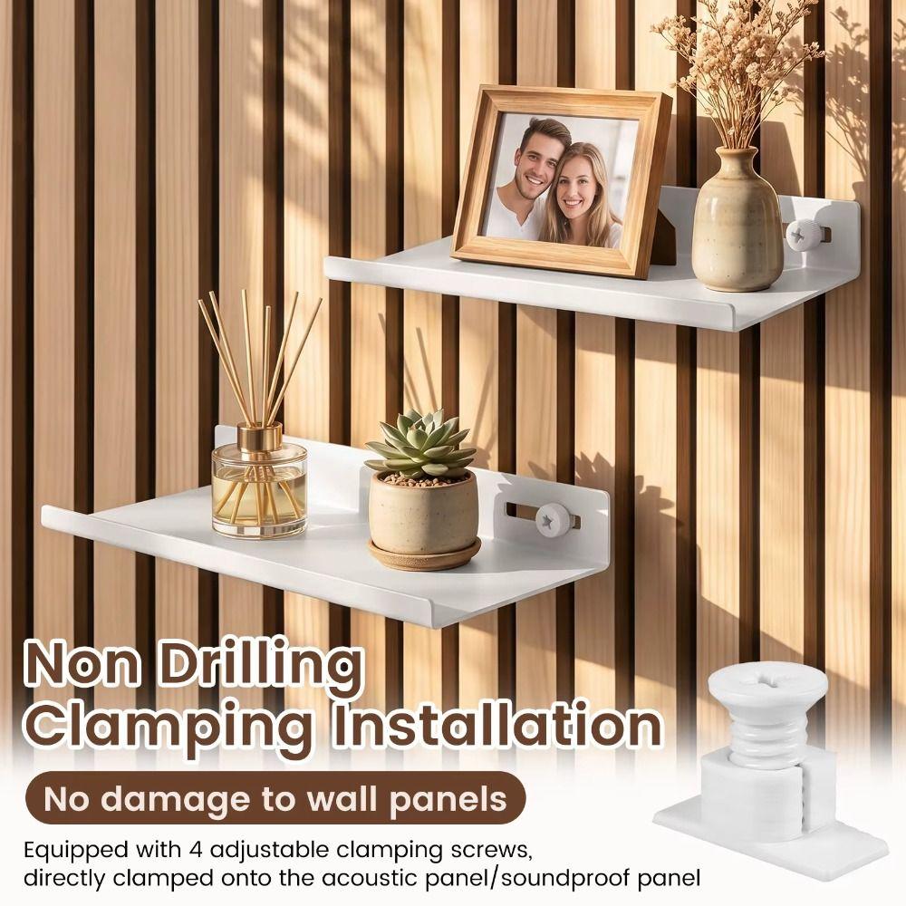 Damage-Free Slat Wall Shelf No Drill Acoustic Panel Holder Floating Shelf Storage Rack