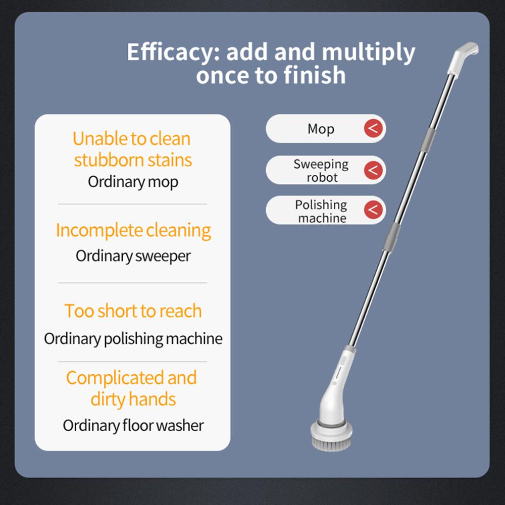 Cordless Electric Spin Scrubber 2 Speeds Power Cleaning Brush Scrubber with 7 Replaceable Brush