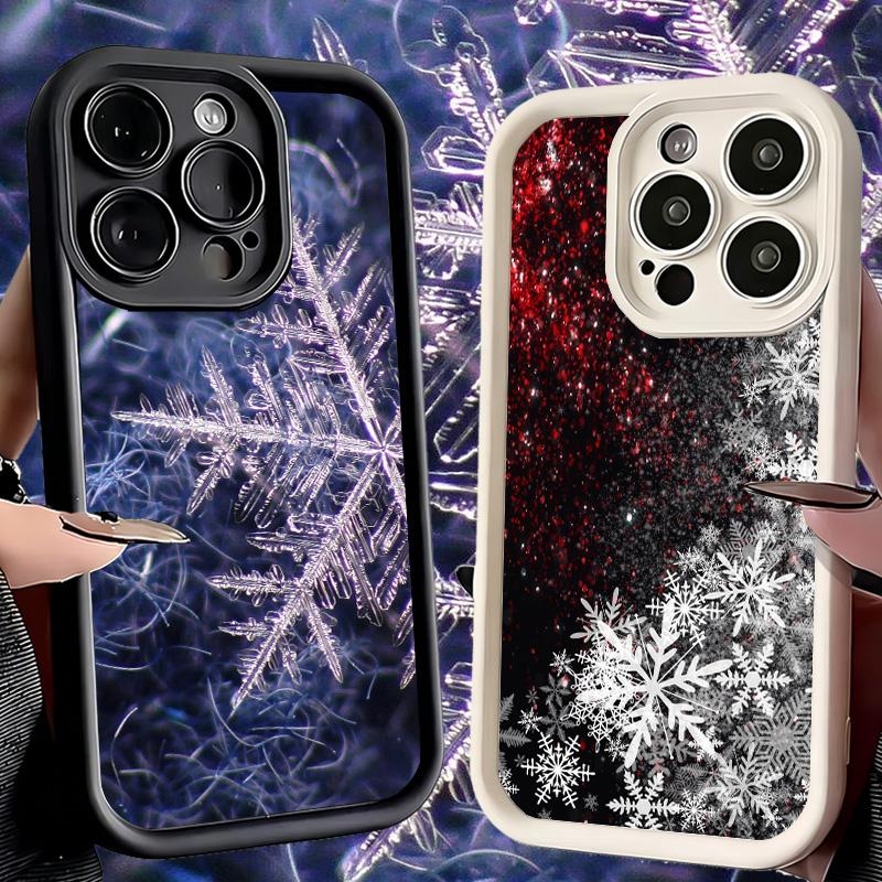 Чехол для телефона iPhone 17 Air 16E 15 16 Pro Max Снежинка Зимний Холодный Чехол 14 Plus 13 12 Mini Мягкий Силиконовый Fundas