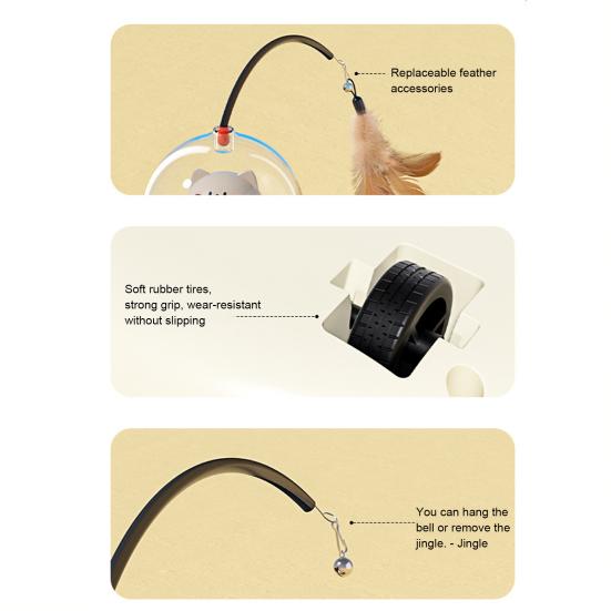 Электрическая палочка-дразнилка для кошек, перезаряжаемая через USB, автоматическая движущаяся игрушка для кошек, интерактивная, активируемая движением, перьевая палочка со светом для скучающей взрослой кошки