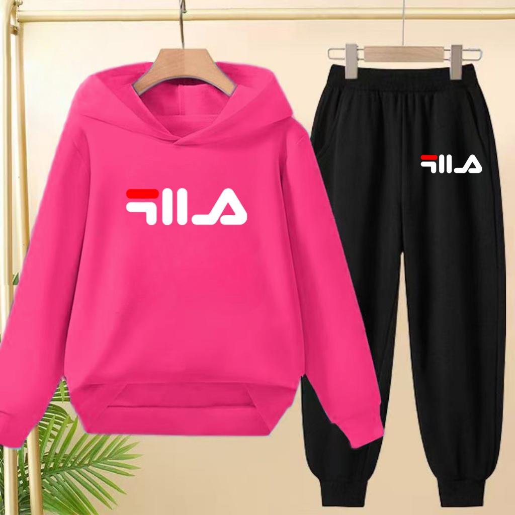 Children's Pullover Pink Coat Hoodie Sweatshirt Top + Pants Boys Girls Toddler 3-12Yrs Clothes Casual Sports Jogging Fashion Set
