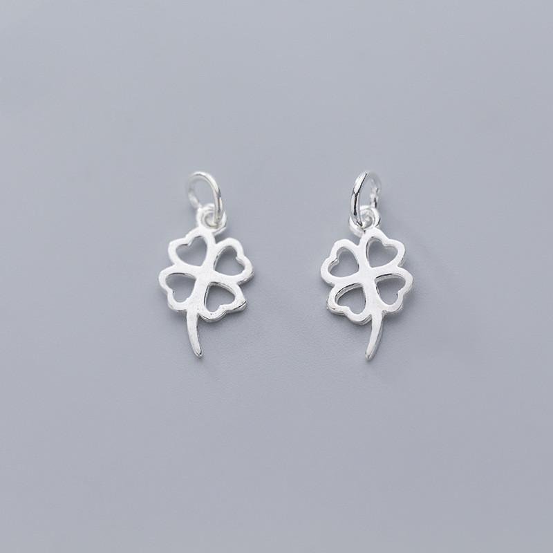 Hot Sale 925 Sterling Silver Hollow Four Leaf Clover Charm for Necklace Making Pendant