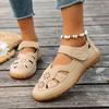 Non-slip Soft Leather Summer Single Shoes Fashion Round Toe Soft Sole Comfortable Casual Hollow Out Breathable Flats