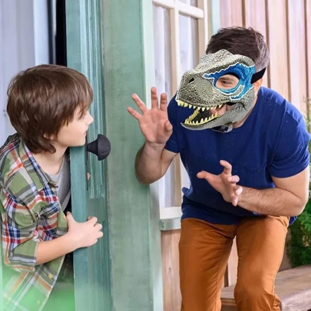Cosplay Props Dinosaur Headgear Open Mouth Raptor Dino Mask Lifelike Dragon Headwear  Gifts