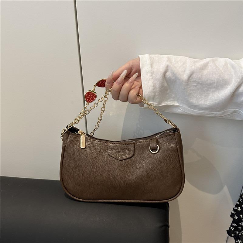 Retro Casual Underarm Bag Women's Summer New Fashion Chain Lychee Pattern Small Square Bag Shoulder Bag