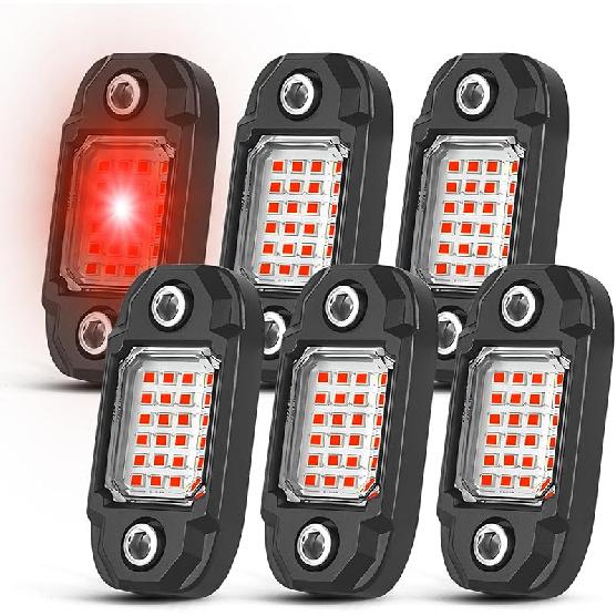 6Pods White Rock Lights 24 LEDs Chips Neon Trail Rig Lamp Underglow Lighting For Cars Trucks SUV ATV UTV Boats (White)