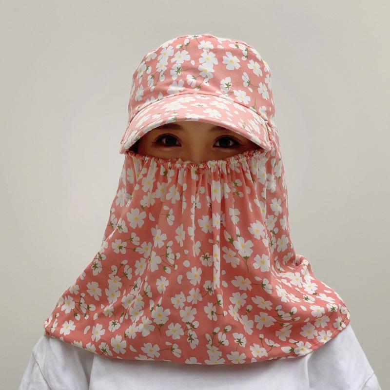 Женская летняя шляпа от солнца с широкими полями, шалью и маской для лица для езды на велосипеде и сбора чая - Дышащая и защитная.