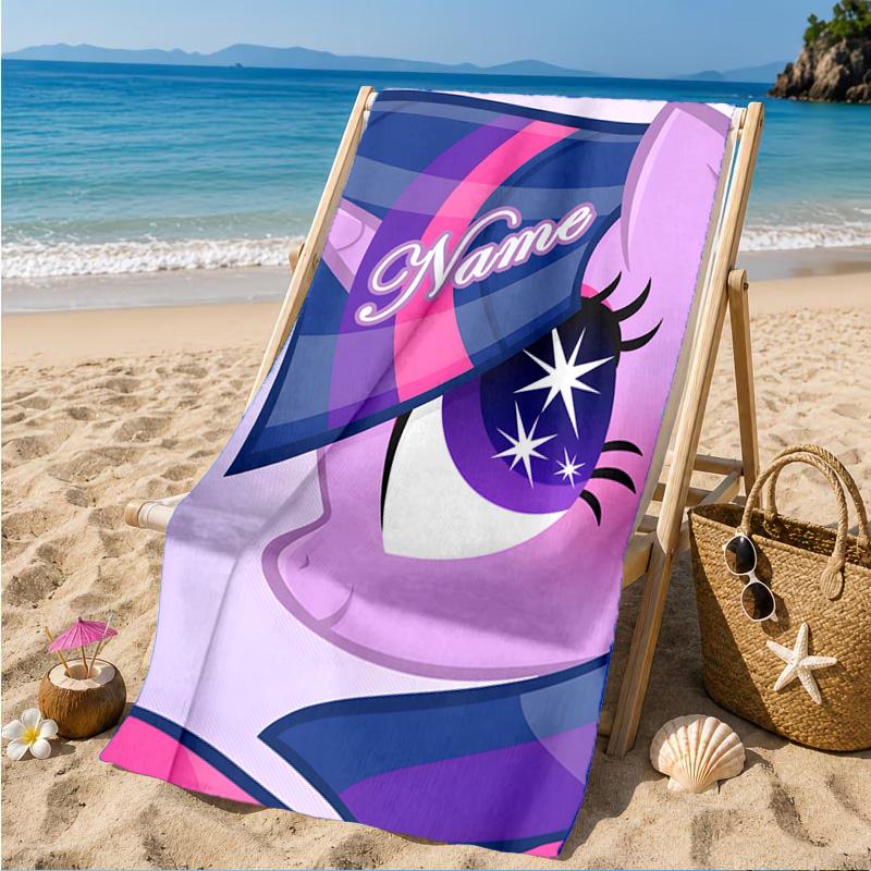 Custom Name Unicorn Pony Beach Towel Microfiber Beach Towel, Lightweight and Quick-Dry, for Summer Travel, Swimming Pool Gift