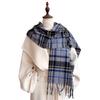 Black And White Plaid Scarf Women'S Winter Warm Versatile Imitation Cashmere Scarf Shawl High-End Couple Scarf