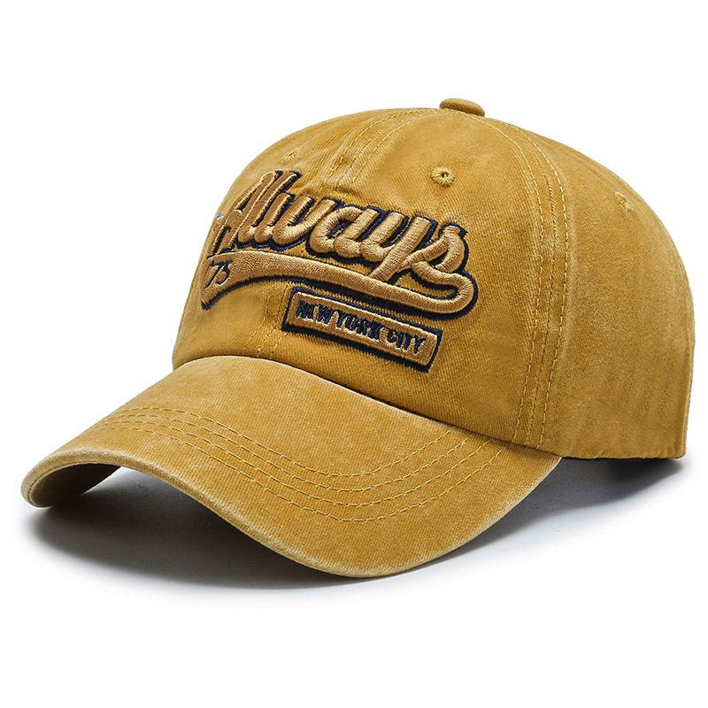 Washed old letter 75 embroidered baseball cap men's retro cap spring and autumn sunshade soft top hat women
