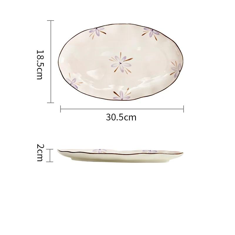 Романтичные фиолетовые керамические тарелки, легкие, роскошные, ресторанные, фруктовые, салатные, домашняя кухня, паста, обеденная тарелка, изысканные миски для риса