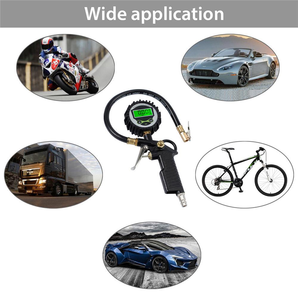 Digital LCD Display Inflation Monitoring Manometer Car EU Tire Air Pressure Inflator Gauge LED Backlight Vehicle Tester