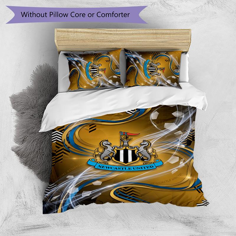 Newcastle United Football Printed 3 Pieces Bedding Set, Comfortable Skin Friendly Bedroom Duvet Cover Set