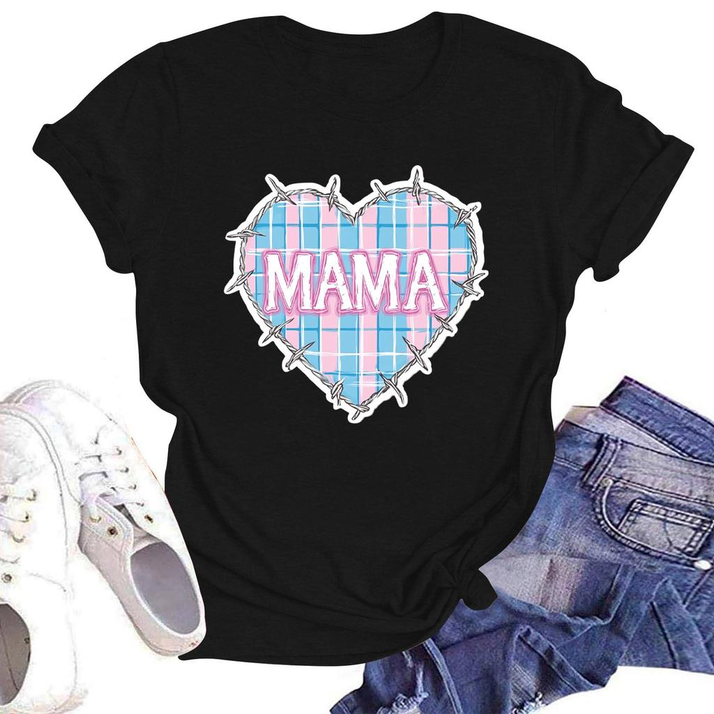 Женская повседневная футболка с круглым вырезом и короткими рукавами с принтом