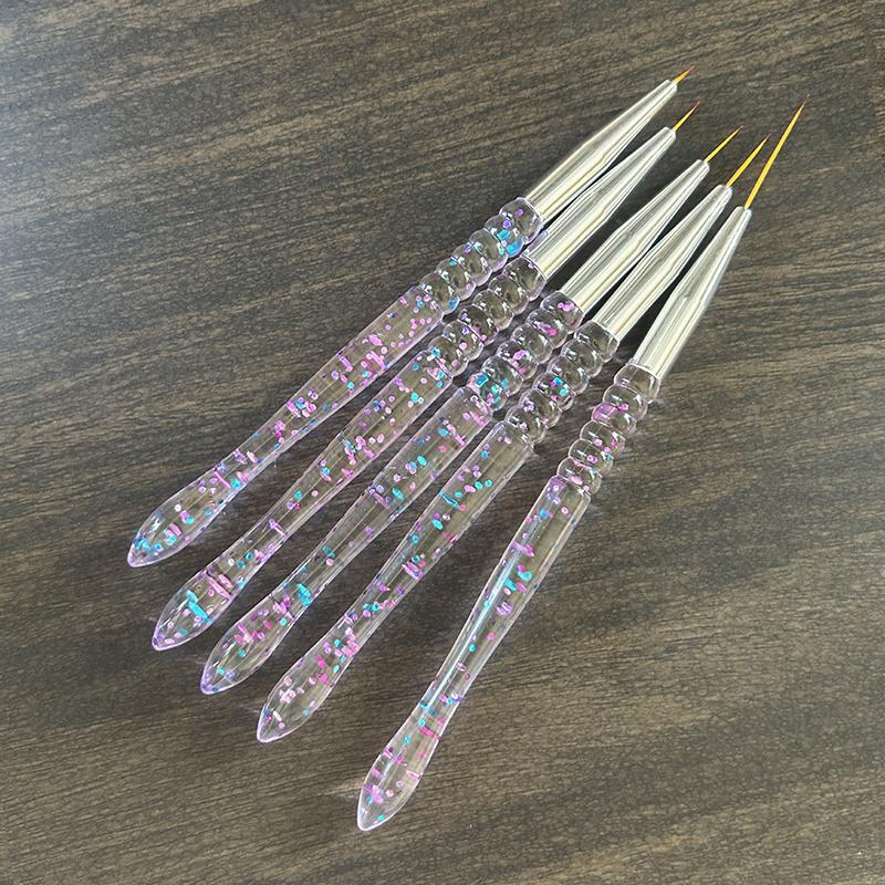 5Pcs Acrylic French Stripe Nail Art Liner Brush Set Ultra-Thin Line Drawing Pen Uv Gel Manicure Painting Brush