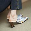 Мода 2025 Натуральная Кожа Модная Обувь Женская Высокие Каблуки Квадратный Носок Мюли Шлепанцы Дамская Офисная Платьевая Обувь Сандалии Шлепанцы Женские