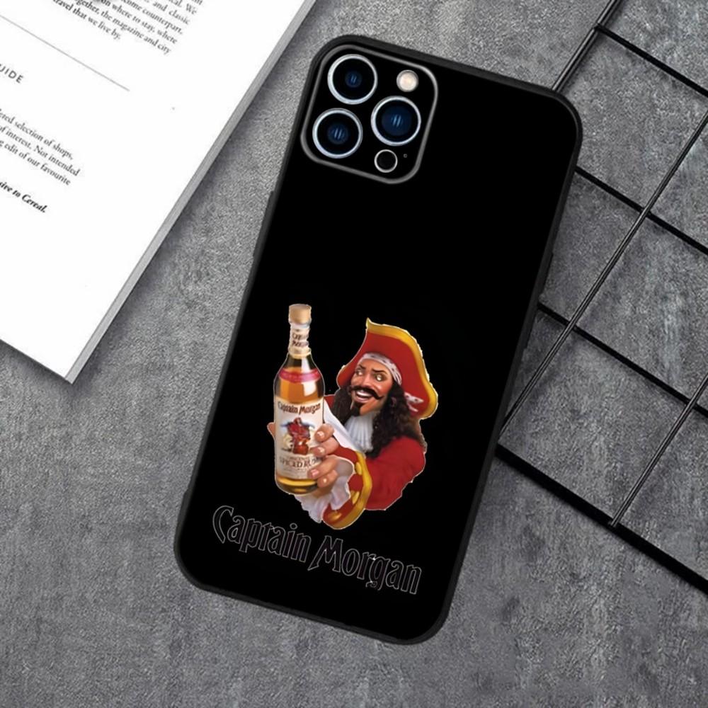 Alcohol Pirate Captain Morgan Rum Phone Case For iPhone 16,15,14,13,12,11,XS,XR,X,8,7,Pro,Max,Plus,mini Silicone Black Cover