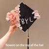 Master Academic Hat with Tassels Doctor Trencher Cap Flowers Graduation Cap  Graduation Season