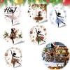 Home Window Decoration Christmas Ballet Girl Static Clings, Removable Xmas Glass Decals, Winter Vinyl Wall Decor Ballerina Elf Stickers for Classroom