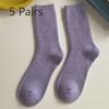 5 пар женских осенне-зимних носков из однотонной шерсти в стиле ретро, теплые, с резинкой