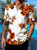 Plus Size Men'S Short Sleeve Shirt Floral Pattern, Overweight Casual Short Sleeve Shirt Multi-Color Flowers Style, Enlarged Men'S Athletic Short
