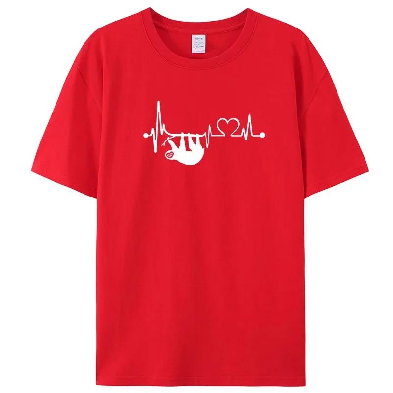 Высококачественная хлопковая футболка большого размера, мужская модная свободная летняя женская футболка с короткими рукавами, топ с принтом «Ленивец»