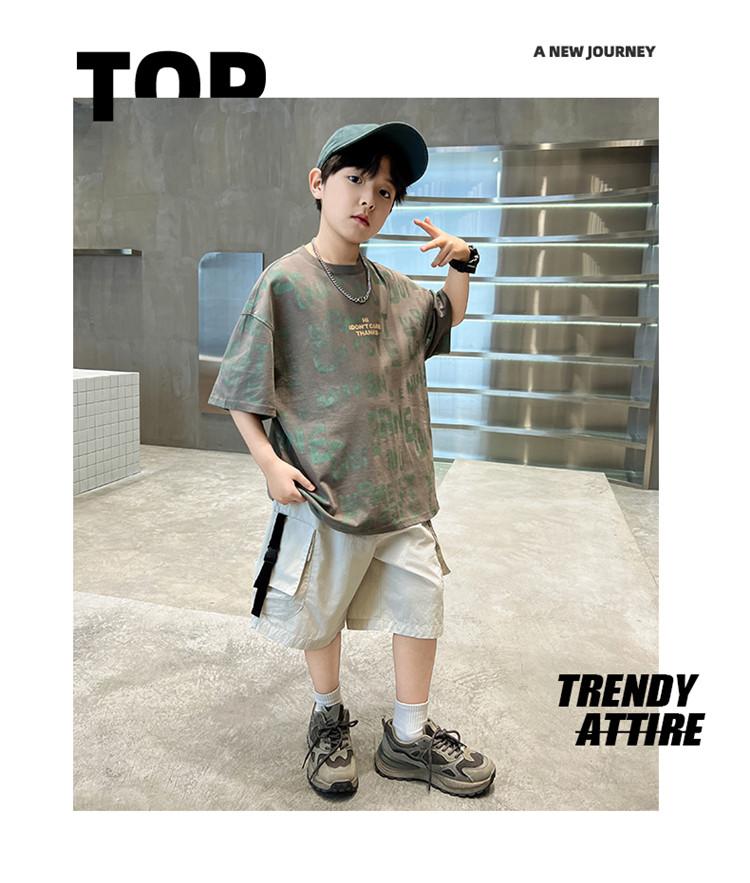 Boys' short sleeved T-shirt, summer new style, mid size and stylish, boys' T-shirt, children's pure cotton top, trendy brand T