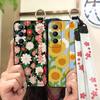 Phone Holder Durable Phone Case For Realme C65 Oil Painting Anti-dust Flower Silicone Shockproof Wristband Waterproof