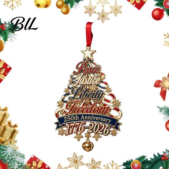 Holiday Tree Hanging Ornaments 250th Anniversary Christmas Ornament, USA Xmas Decor for Gift Friends Home Window, Patriotic Acrylic Sign Veterans
