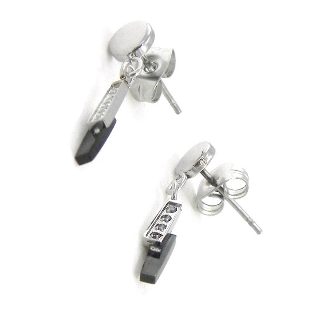 Les Trésors De Lily [I9091] - Silver Ruthenium 'Goddess' Steel Earrings - 22x5 Mm