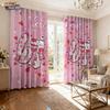 2pcs Valentine's Day Pink Love 67 Element Print Blackout Perforated Curtain Multi Size Living Room Bedroom Insulation Decoration