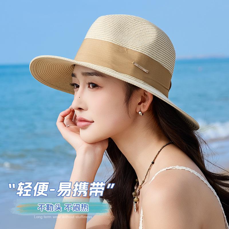 British French summer new hat women's sunshade sunscreen top hat fashion versatile Lafite straw hat wholesale