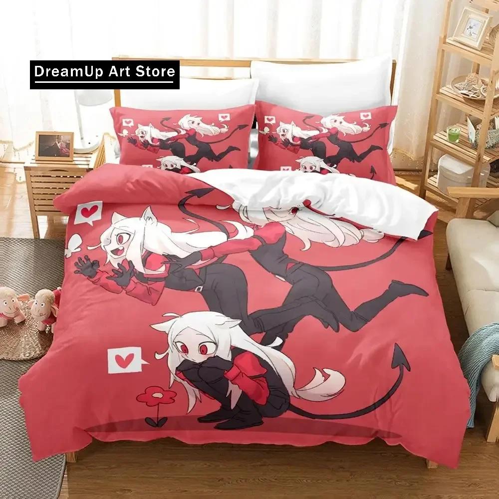 Комплект постельного белья Helltaker Single Twin Full Queen King Size Bed Set Aldult Kid Bedroom Duvetcover Sets Anime Parure de lit Bed