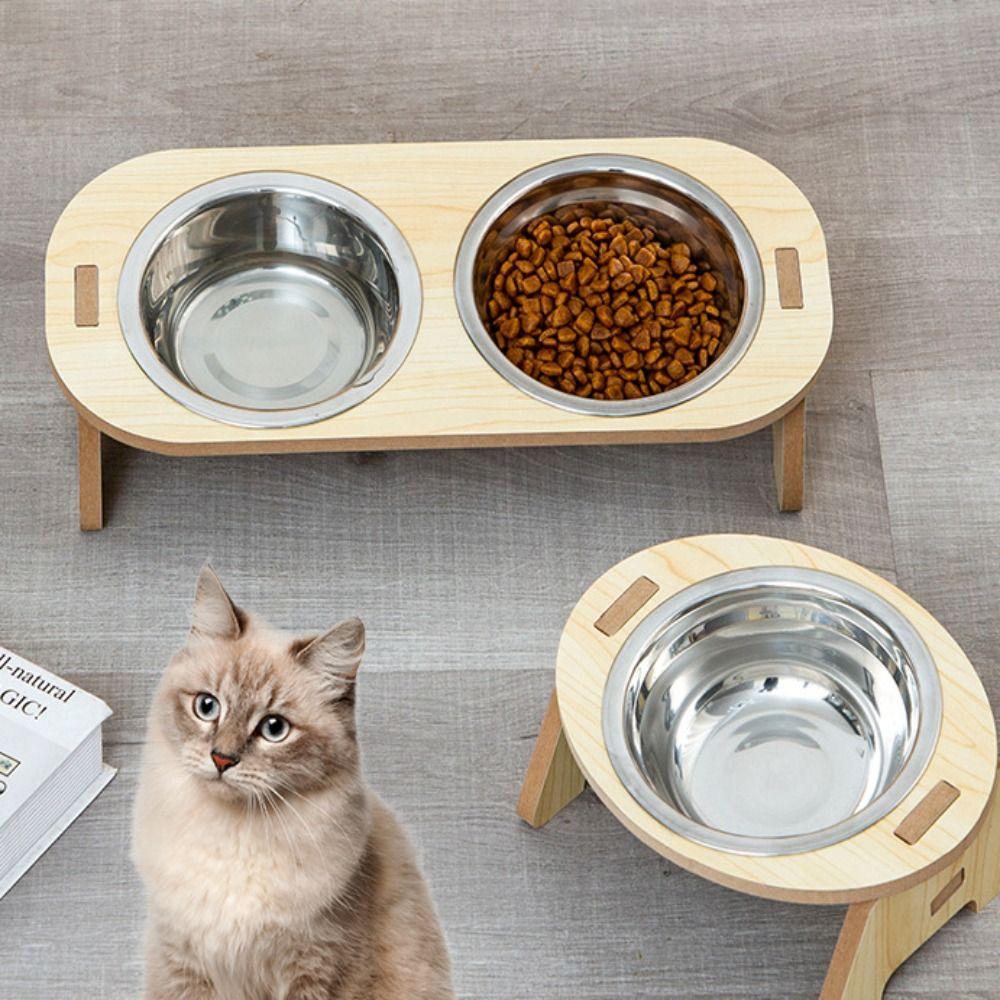 Деревянная миска для кошачьего корма Нескользящая миска для собачьего корма Практичный контейнер для кошачьего корма Дом
