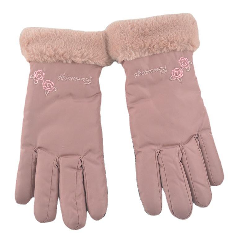 Ski gloves winter womens Korean version velvet warm riding cold and windproof touch screen motorcycle winter womens cotton gloves