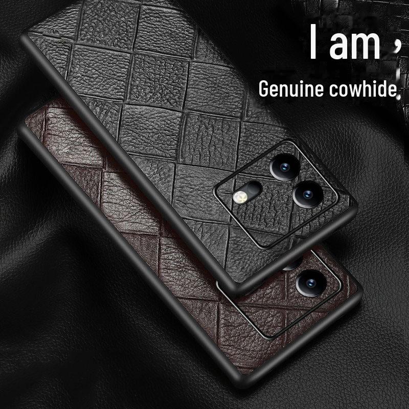 Защитный чехол из гоночной воловьей кожи с ромбовидным узором для iQOO Neo7/Neo7Pro