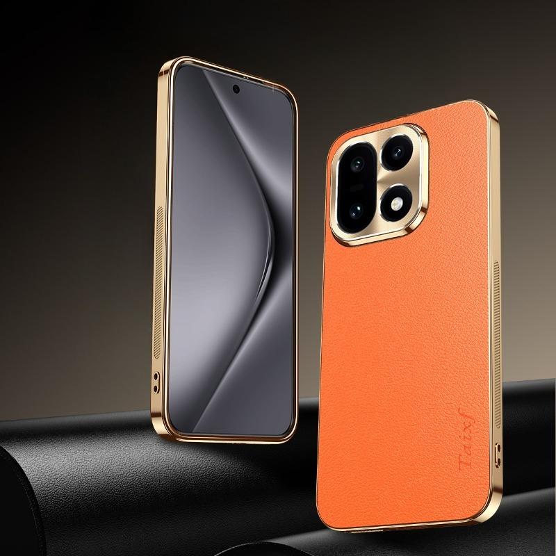 Чехол для телефона из ПУ кожи с гальваническим покрытием, противоударный, с текстурой личи, мягкий ТПУ каркас для OnePlus 15 1+15