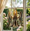 Handmade Stained Acrylic Wind Spinner Suncatcher: Degree Kinetic Rotating Hanging Witch Ornament with Anti-Rust Metal Frame for Porch Garden Window R