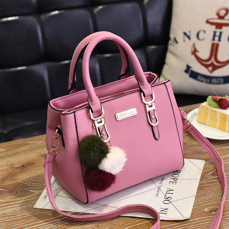 Fashionable Single Shoulder Small Bag, Double-layer Large Capacity Wool Ball Hand-held Diagonal Cross Women's Bag