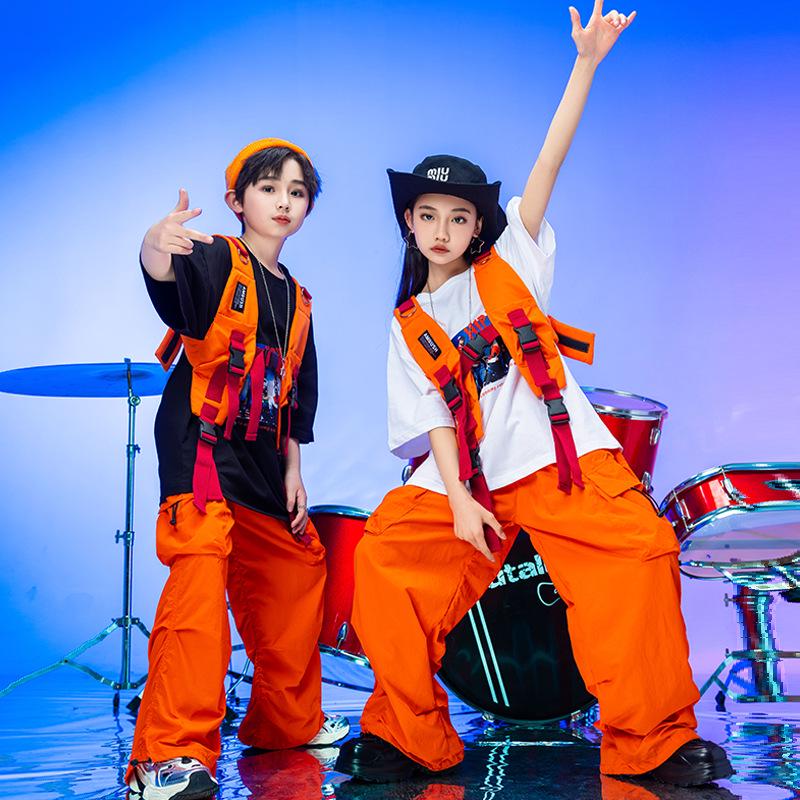 Детские костюмы для уличных танцев: Летняя одежда для выступлений в стиле джаз и хип-хоп для мальчиков и девочек