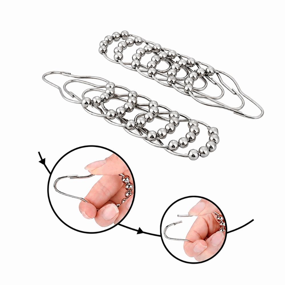 12pcs Rust Resistant Hanging Rings Hanging Design Curtain Buckles Versatile Curtain Hooks Bathroom