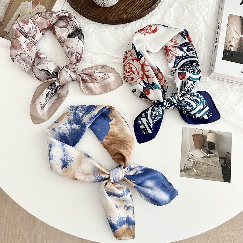 Silk Scarf Neck 70 Square Scarf New Printing Small Fresh Versatile Streamer Neck Protector Scarf Shawl