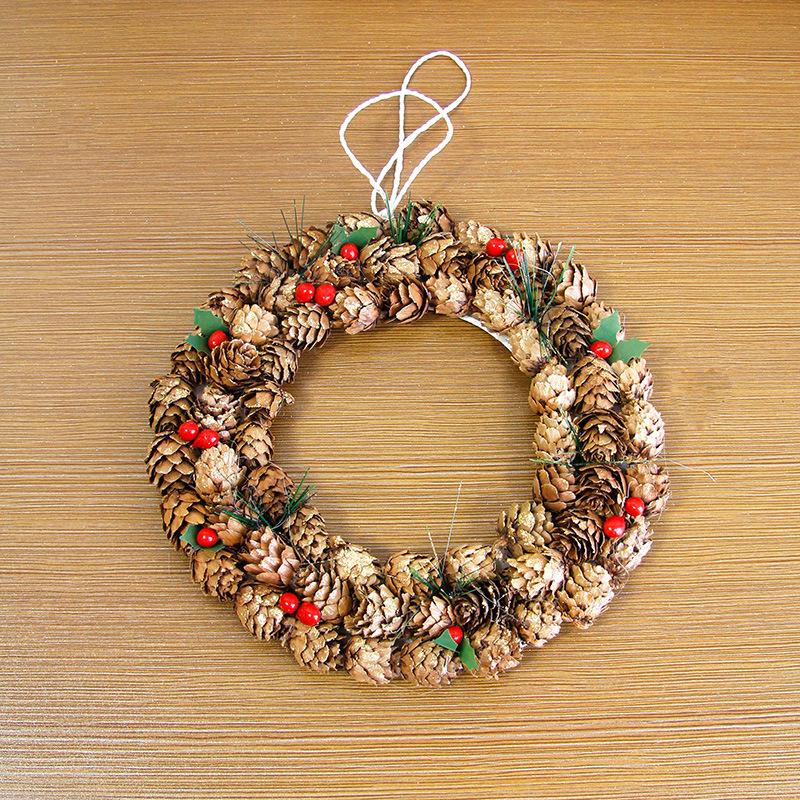 Рождественские украшения Венок Дверной Подвесной Шишка Рождественская Елка Украшение Ротанг