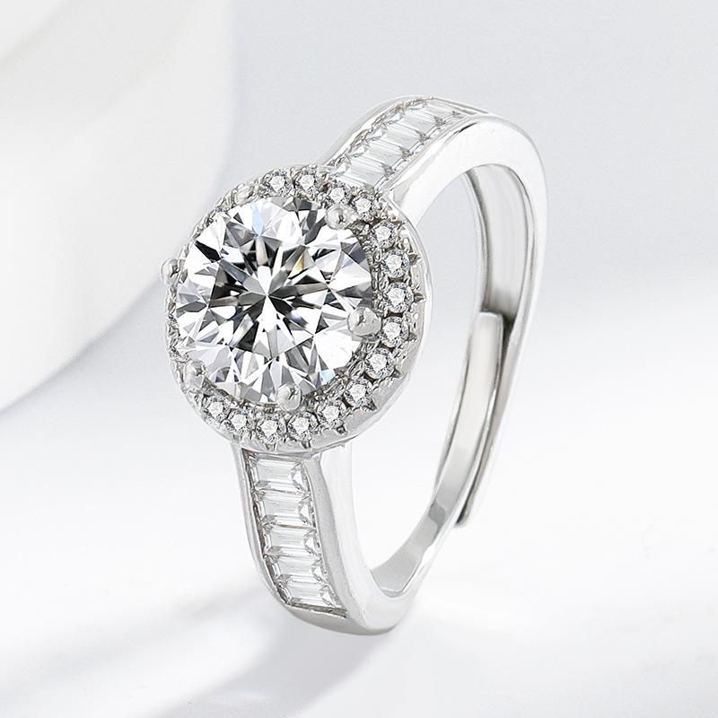 925 Sterling Silver Fashion Light Luxury Zircon Ring Versatile Couple Ring Wedding Birthday Party Engagement Gift