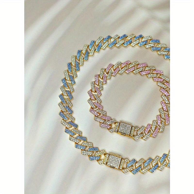 Dog Chain Collars, Diamond Necklace Rhinestone Bling Glitter Metal Choke Cuban Link Dog Collar, Pet Jewelry For Puppy XS Small Medium Large Dogs Cats