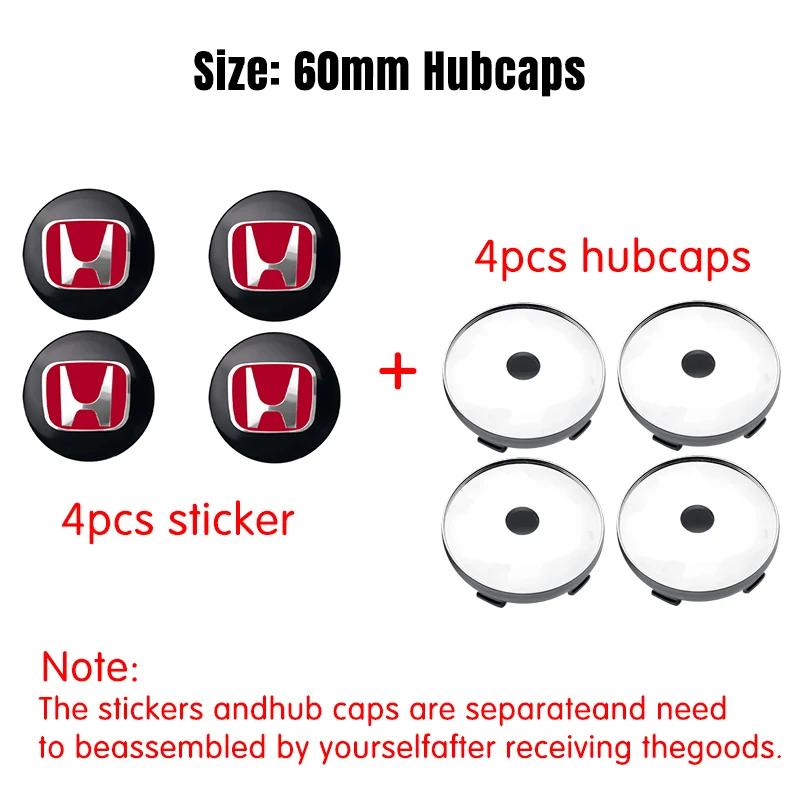 56/60mm Car Wheel Center Hub Cap Badge Logo Emblem Decal Wheel Sticker For Honda Civic City Accord Odyssey CRV Hrv Jazz CBR VTX