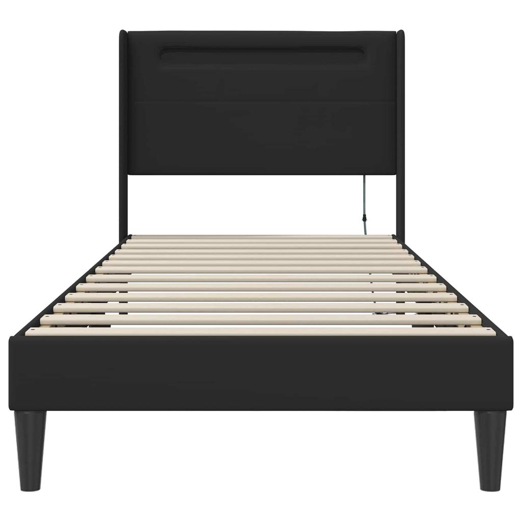 Bed Frame with LED Light Strips Black 80 x 200 cm Faux Leather
