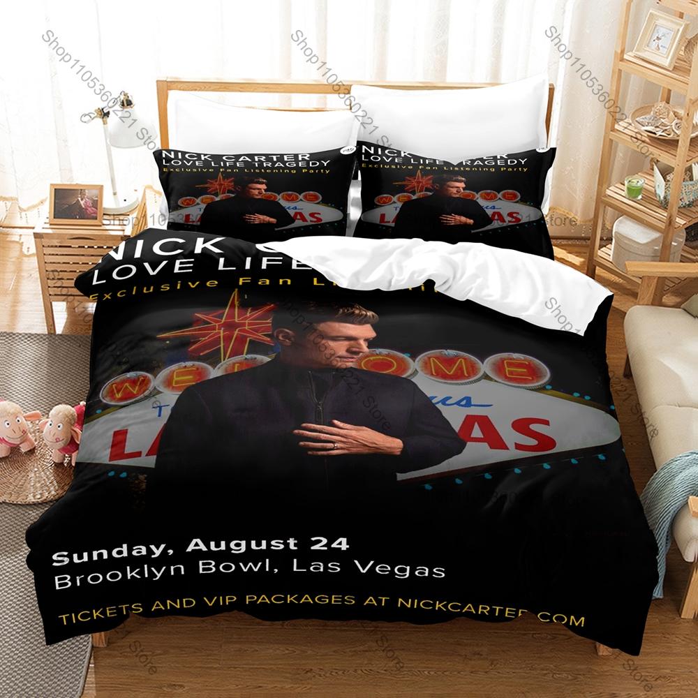Nick Carter Love Life Tragedy Fan Merch Duvet Cover + 2 Pillowcases Pop Singer Bedding Set Comfortable Textile for Music Lovers