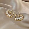 Элегантные серьги-гвоздики с жемчугом и сердцем для девочек, винтажные геометрические большие серьги «Любовь», подарки для женщин, ювелирные аксессуары для пар